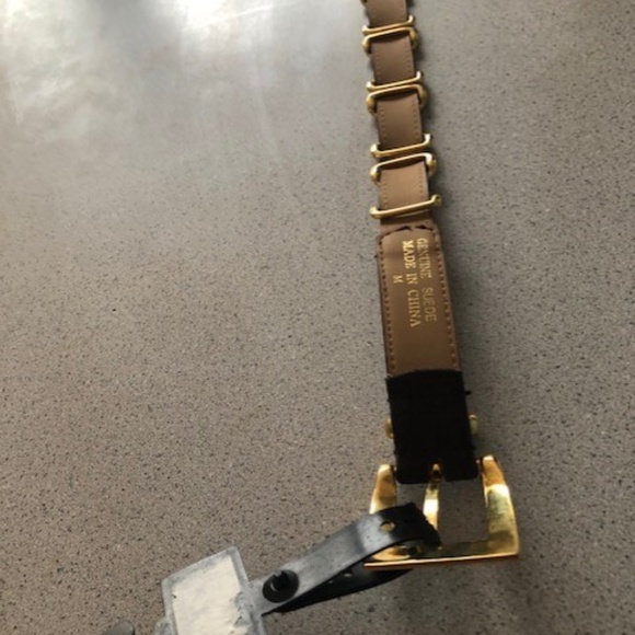 Brown suede leather fashion belt with gold accents main image 7